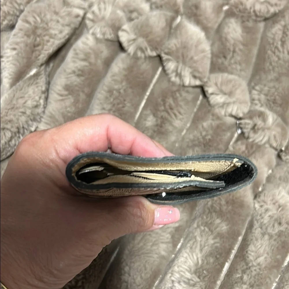 Cream and Brown Leather Wallet with Intricate Design